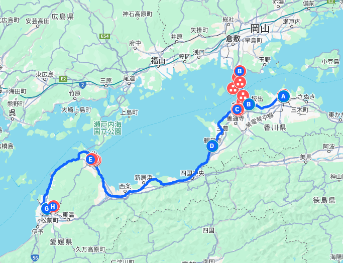 2014年夏　四国沖縄の旅　２日目　香川～岡山～愛媛